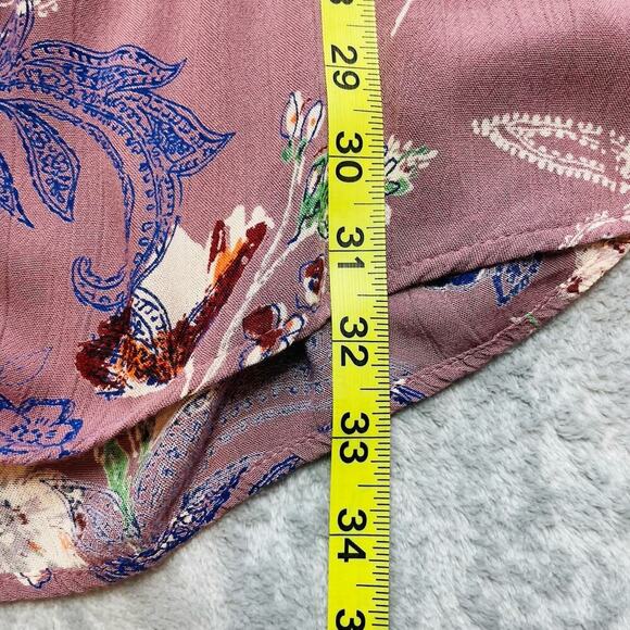 Romantic Gypsy Boho Blouse Womens 2X Purple Moody Floral Crocheted V Neck Flowy - Picture 8 of 9